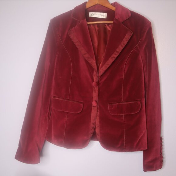 Vintage Hopeless Romantic Victorian Style Velvet blazer jacket red - Picture 1 of 6